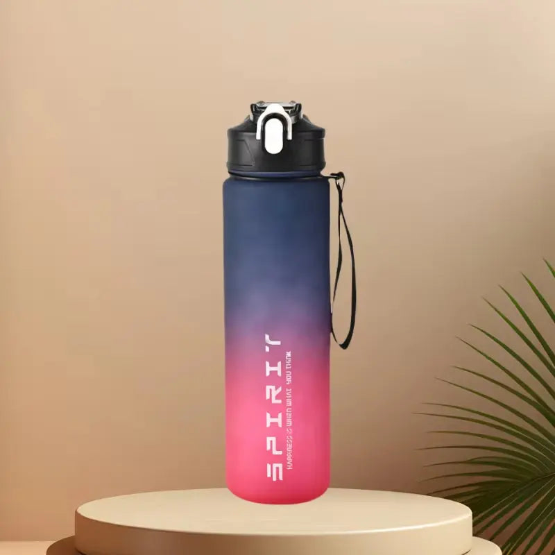 Motivational Sports Water Bottle with Time Marker & Straw – Leakproof, Flip Cover & Easy Carry