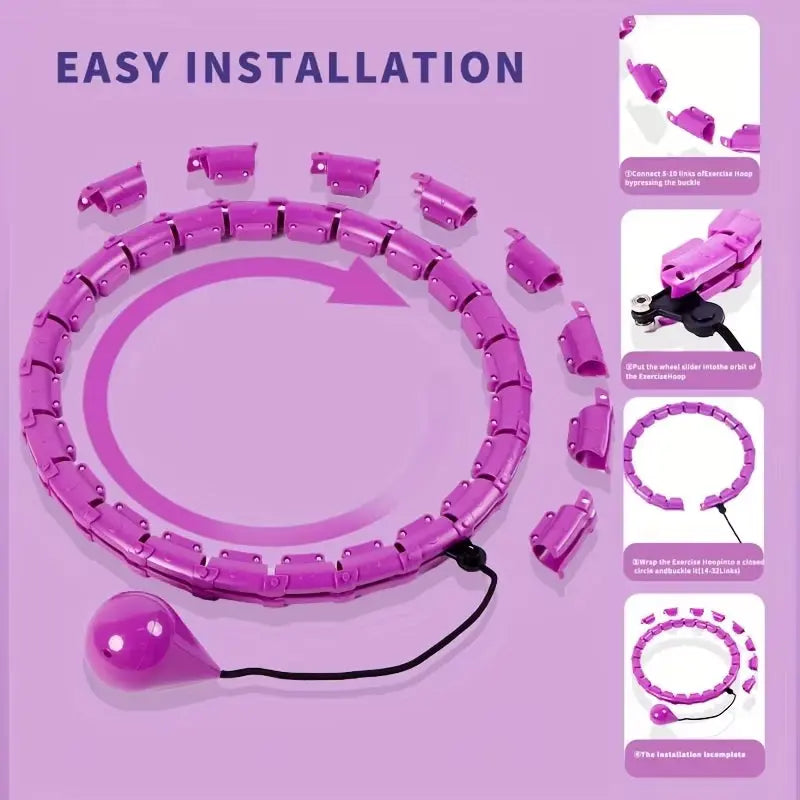 Adjustable Weighted Fitness Hoop – 2-in-1 Smart Hula Hoop for Core Workout & Massage