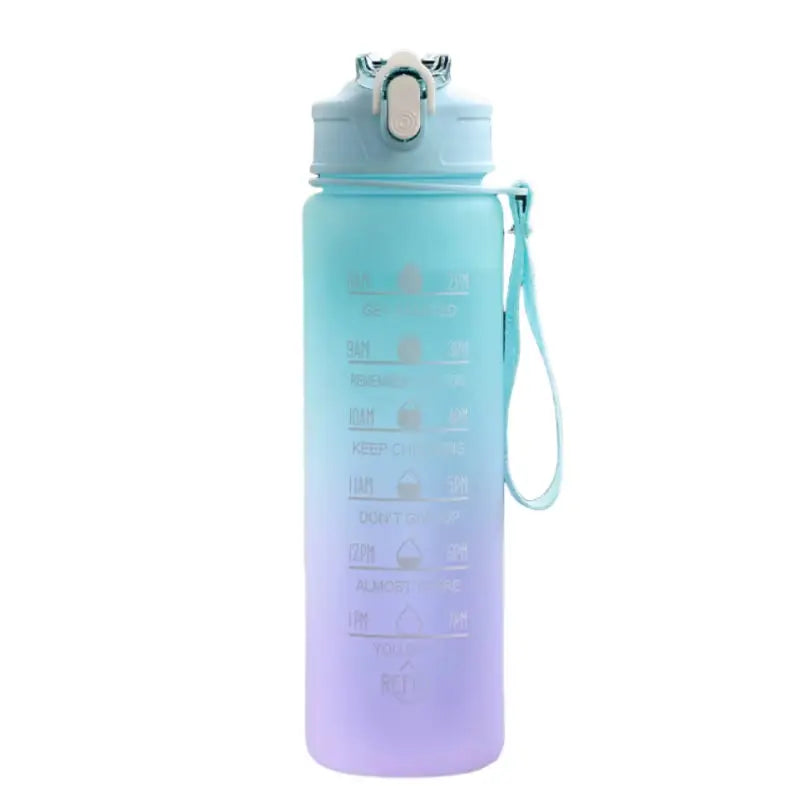 Motivational Sports Water Bottle with Time Marker & Straw – Leakproof, Flip Cover & Easy Carry