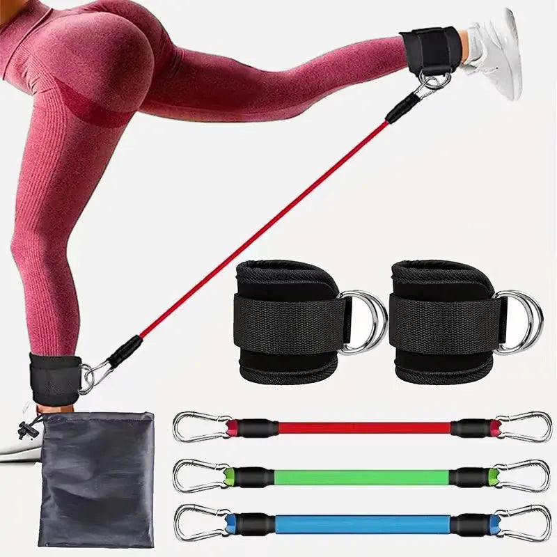 Adjustable Ankle Straps & Resistance Bands Set – Strength Training & Leg Workout for Home & Gym