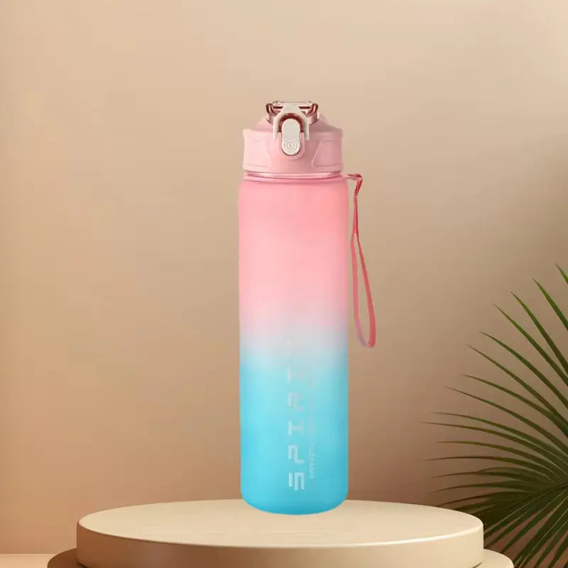 Motivational Sports Water Bottle with Time Marker & Straw – Leakproof, Flip Cover & Easy Carry