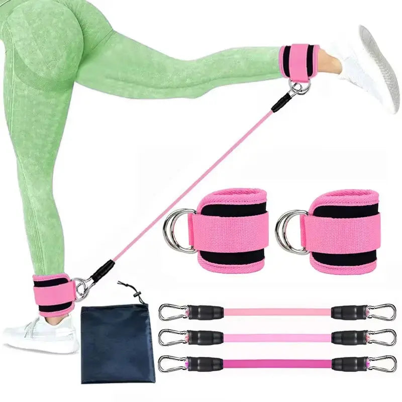 Adjustable Ankle Straps & Resistance Bands Set – Strength Training & Leg Workout for Home & Gym