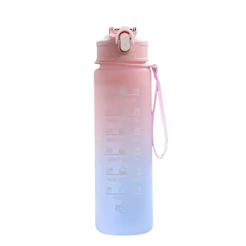 Motivational Sports Water Bottle with Time Marker & Straw – Leakproof, Flip Cover & Easy Carry