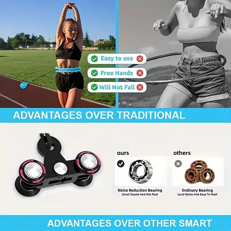 Adjustable Weighted Fitness Hoop – 2-in-1 Smart Hula Hoop for Core Workout & Massage