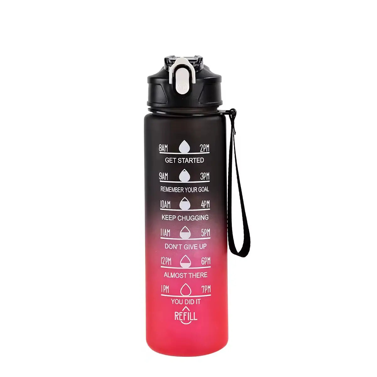 Motivational Sports Water Bottle with Time Marker & Straw – Leakproof, Flip Cover & Easy Carry